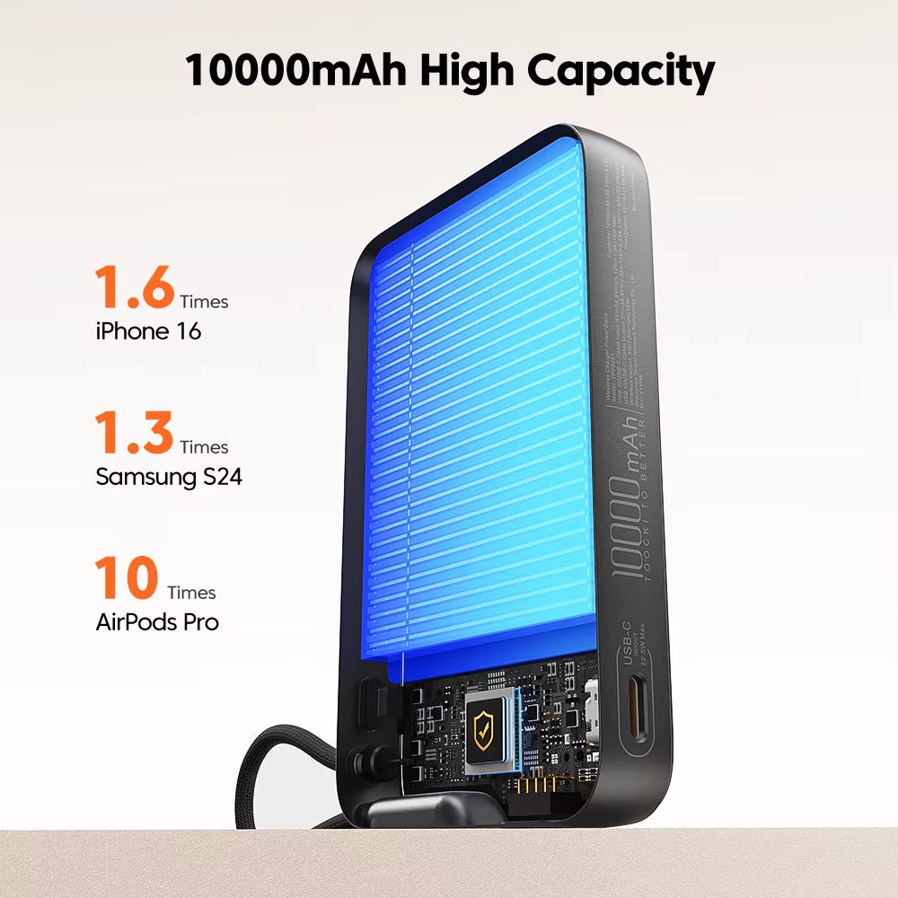 Powerbank 10000Mah Magnetic Wirelss 15W USB C PD 22.5W Fast Charge for Iphone 16 15 14 13 Portable Power Bank for Magsafe