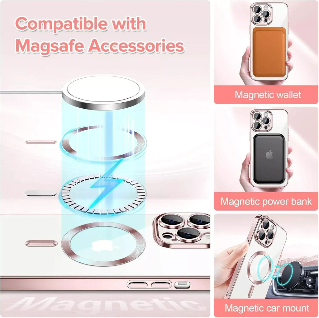 Lens Glass + Magsafe Case for Iphone 17 Pro Max 16 Pro 16E 15 plus 14 13 12 SE 7