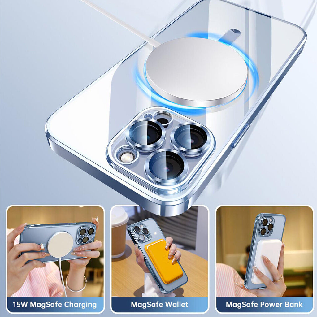 Lens Glass + Magsafe Case for Iphone 17 Pro Max 16 Pro 16E 15 plus 14 13 12 SE 7