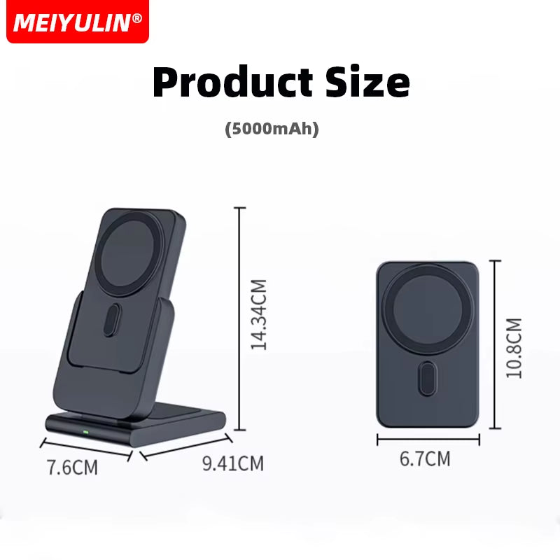 3In1 10000Mah Magnetic Wireless Power Bank Fast Charging Base Stand 5000Mah Portable External Battery for Apple Iwatch Iphone 15