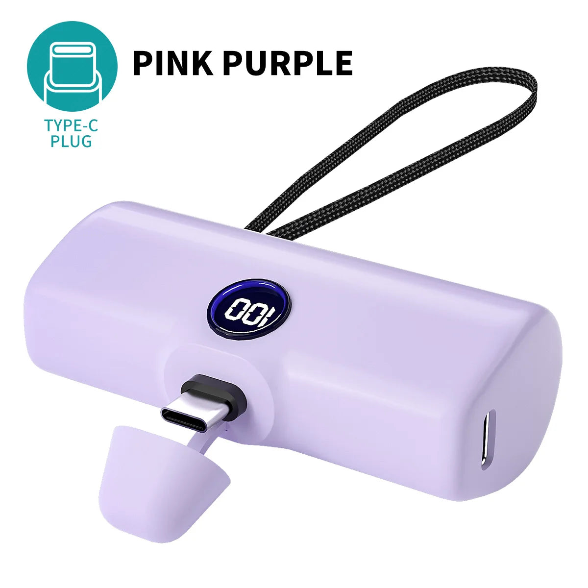 Mini Power Bank 5000Mah Poratable Fast Charge Wireless Type-C/Lightning Plug External Battery Powerbank