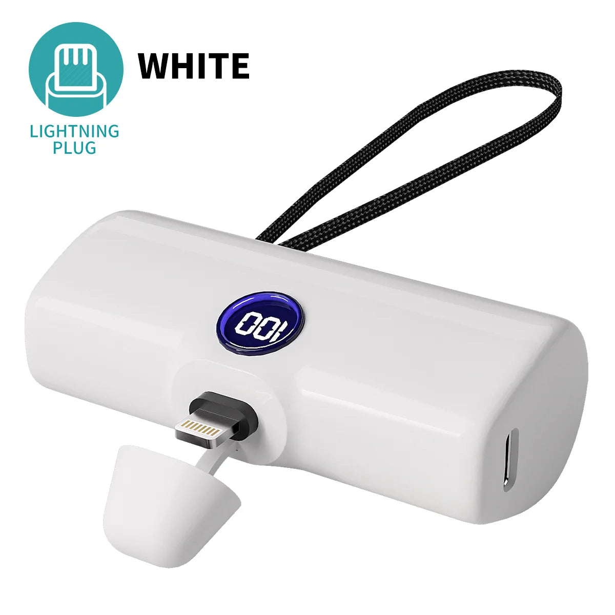 Mini Power Bank 5000Mah Poratable Fast Charge Wireless Type-C/Lightning Plug External Battery Powerbank