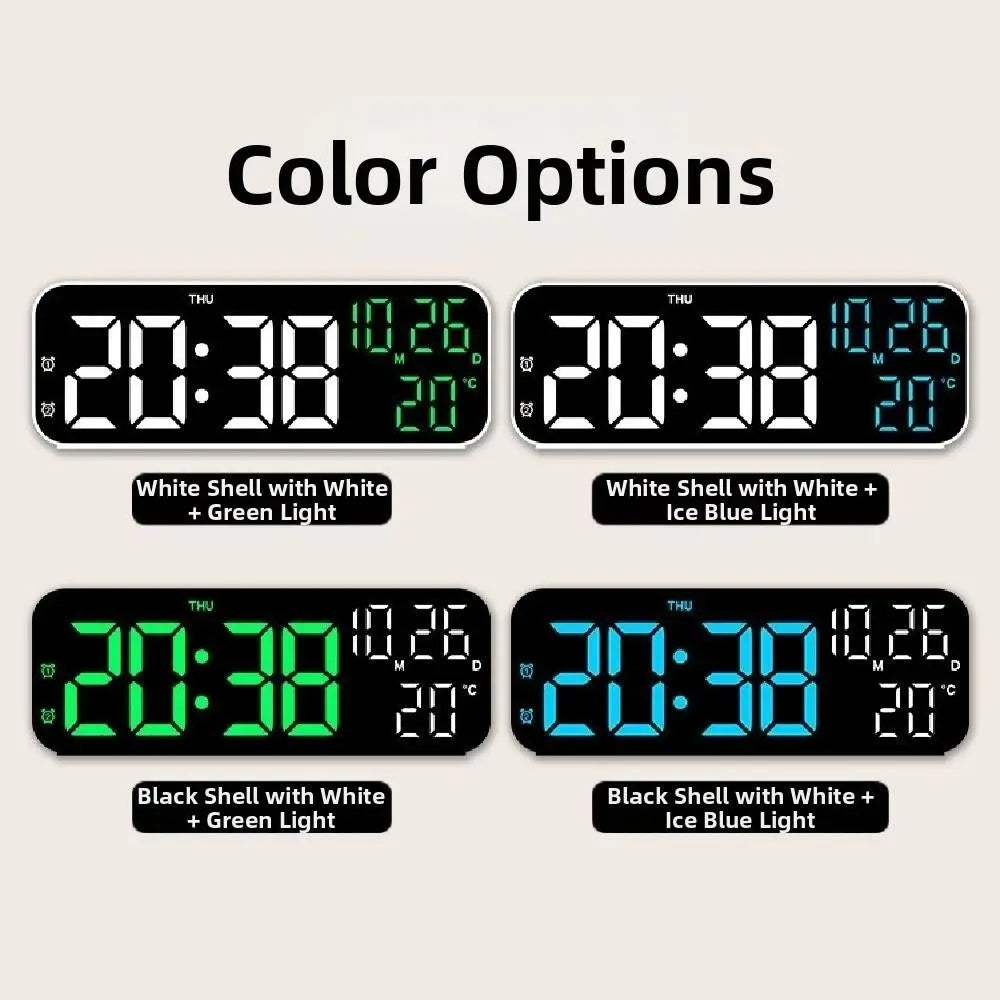 Brightness Adjustment LED Electronic Clock Voice Control 12/24H Format Large Digital Clock Auto-Dimmer 2 Alarms Alarm Clock Gym