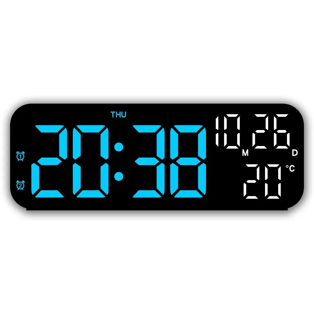 Brightness Adjustment LED Electronic Clock Voice Control 12/24H Format Large Digital Clock Auto-Dimmer 2 Alarms Alarm Clock Gym