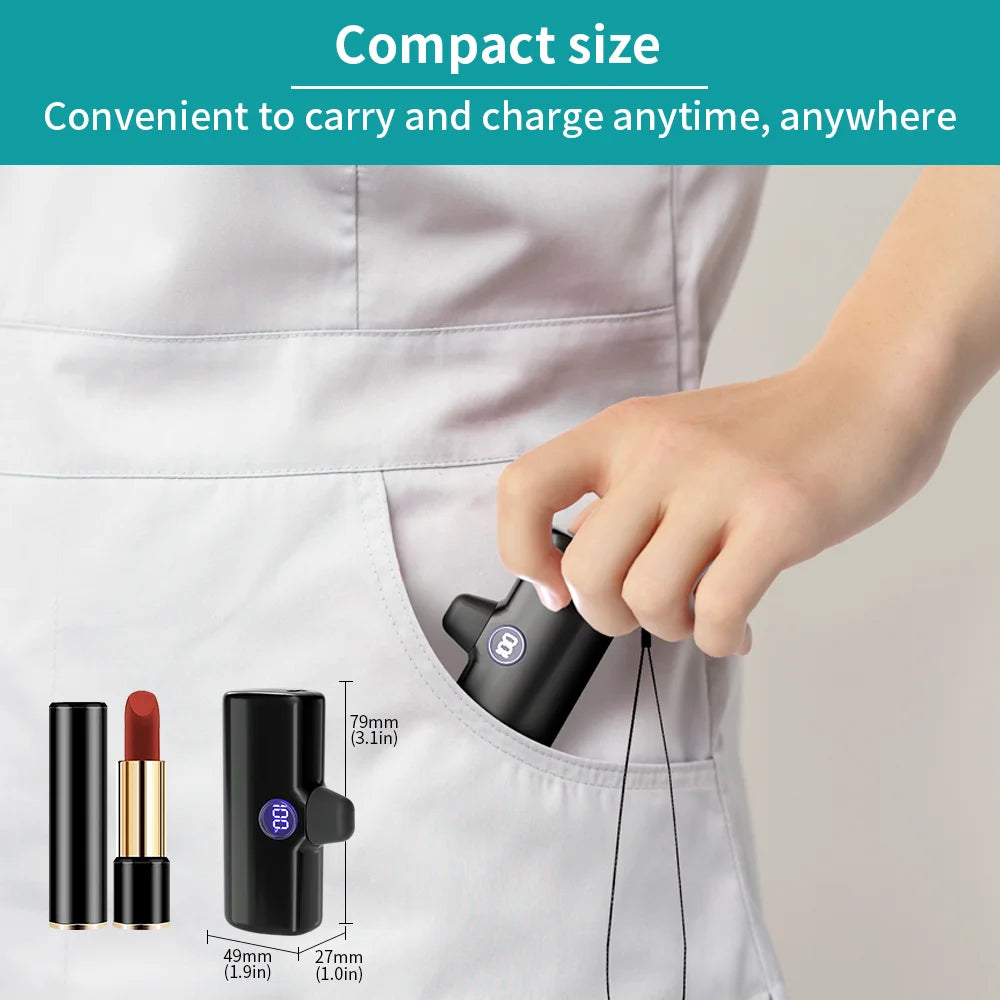 Mini Power Bank 5000Mah Poratable Fast Charge Wireless Type-C/Lightning Plug External Battery Powerbank