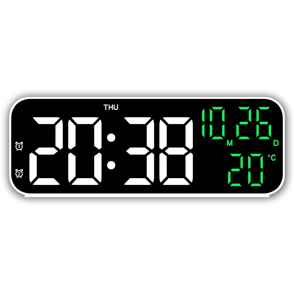 Brightness Adjustment LED Electronic Clock Voice Control 12/24H Format Large Digital Clock Auto-Dimmer 2 Alarms Alarm Clock Gym