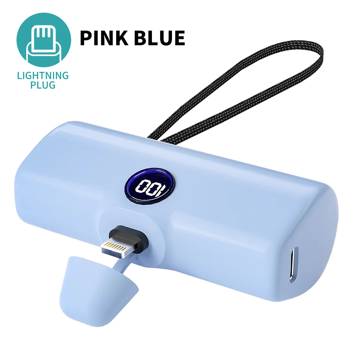 Mini Power Bank 5000Mah Poratable Fast Charge Wireless Type-C/Lightning Plug External Battery Powerbank