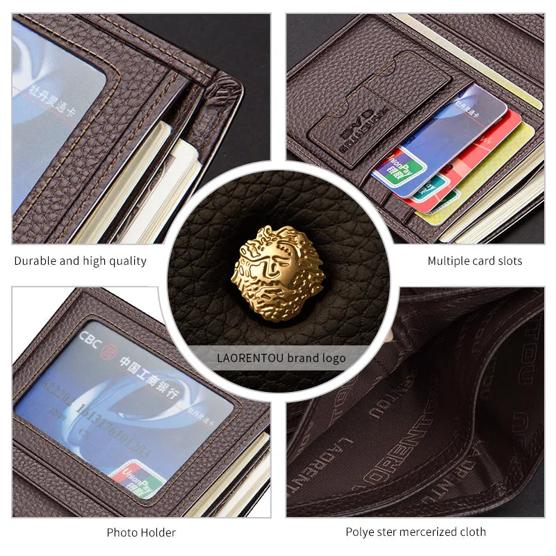 Men Genuine Leather Wallet Small Card Holder Wallet Gift for Husband, Boyfriend