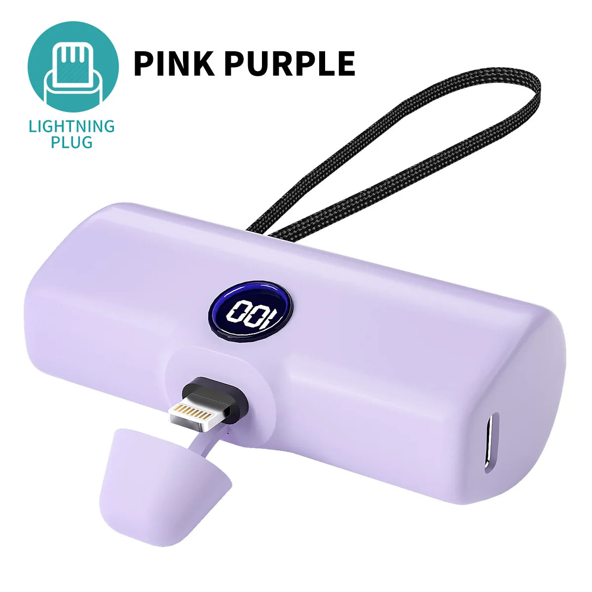 Mini Power Bank 5000Mah Poratable Fast Charge Wireless Type-C/Lightning Plug External Battery Powerbank