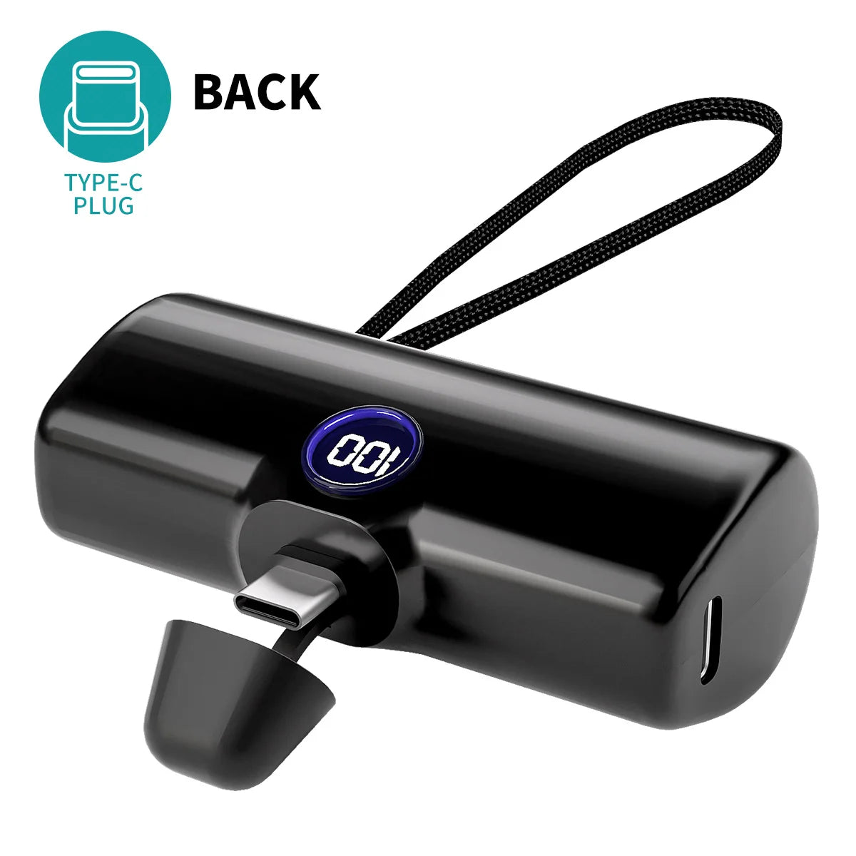 Mini Power Bank 5000Mah Poratable Fast Charge Wireless Type-C/Lightning Plug External Battery Powerbank