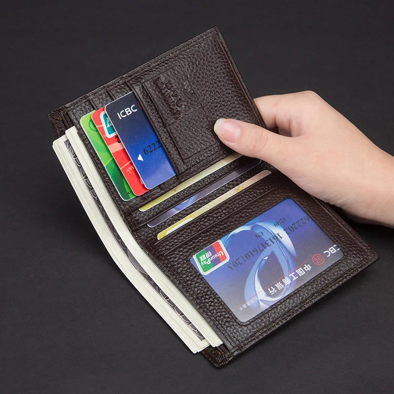 Men Genuine Leather Wallet Small Card Holder Wallet Gift for Husband, Boyfriend