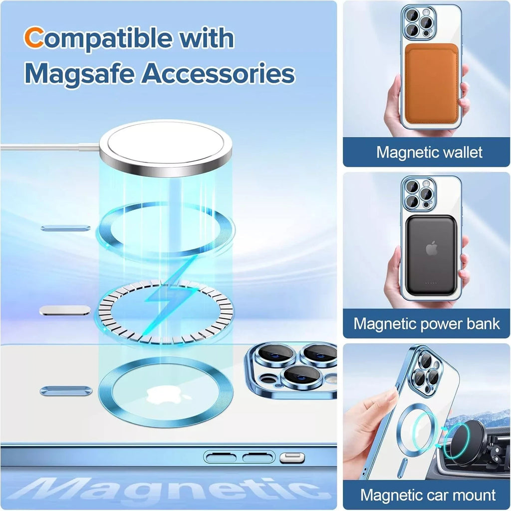 Lens Glass + Magsafe Case for Iphone 17 Pro Max 16 Pro 16E 15 plus 14 13 12 SE 7