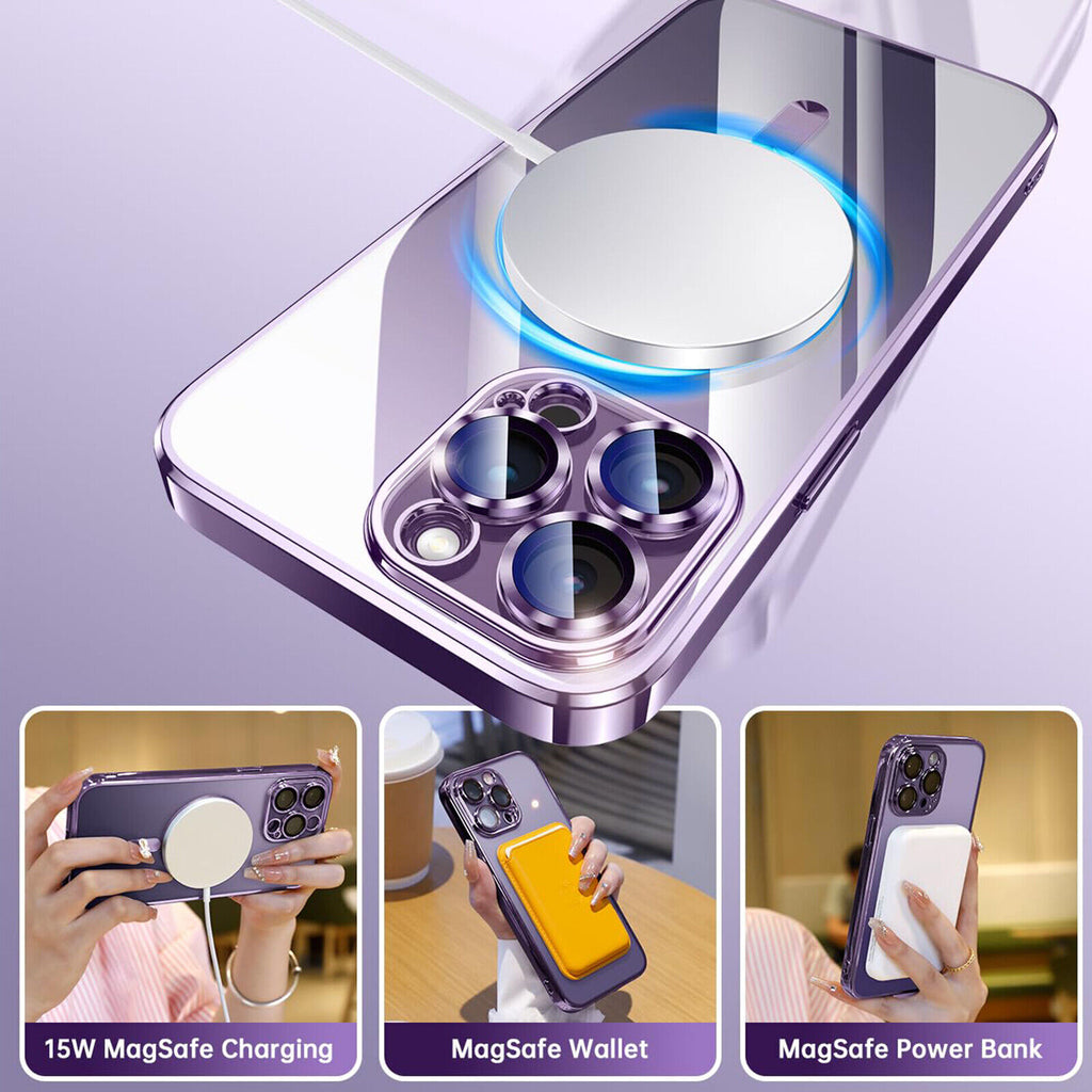 Lens Glass + Magsafe Case for Iphone 17 Pro Max 16 Pro 16E 15 plus 14 13 12 SE 7