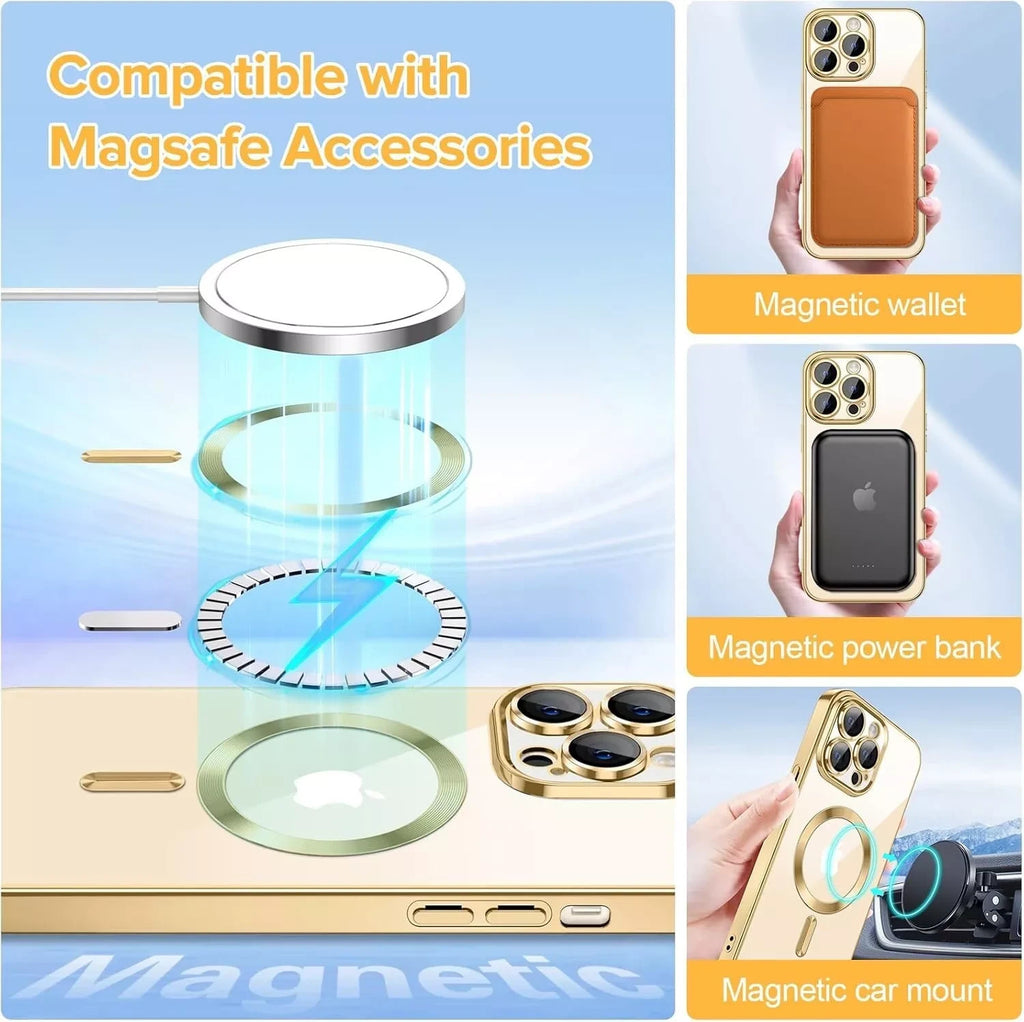 Lens Glass + Magsafe Case for Iphone 17 Pro Max 16 Pro 16E 15 plus 14 13 12 SE 7