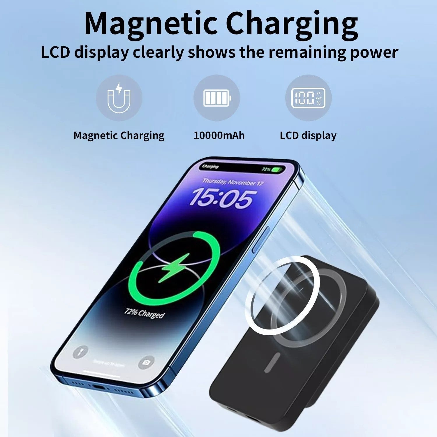 Magsafe Power Bank Portable Charger 10000Mah Magnetic Battery Pack for Iphone UK